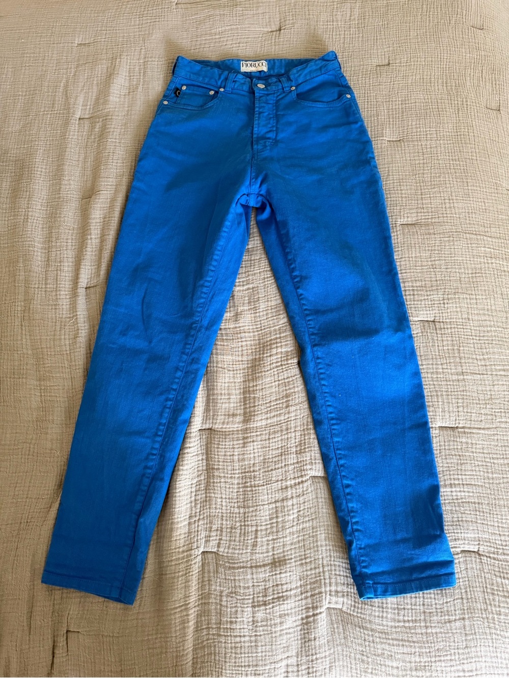 Fiorucci Tara High Rise Tapered Jeans Bright Blue Size 28